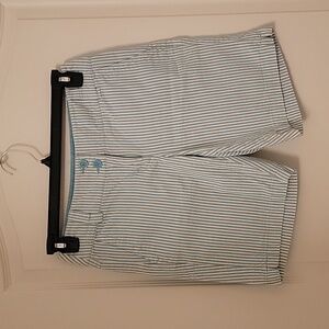 New York & Company Seersucker Chino Shorts, Light Blue and White Stripe.  Size 4